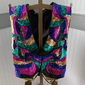 Vintage 80s Modi Colorful Sequin Vest. Size Medium. Great Condition.